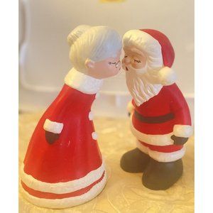 Vintage Kissing Santa Claus & Mrs. Claus Ceramic Figurines Set MCM Mid Century
